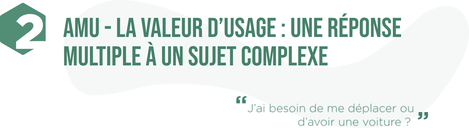 Amu - La valeur d'usage : Une réponse multiple à un sujet complexe (J'ai besoin de me déplacer ou d'avoir une voiture ?)